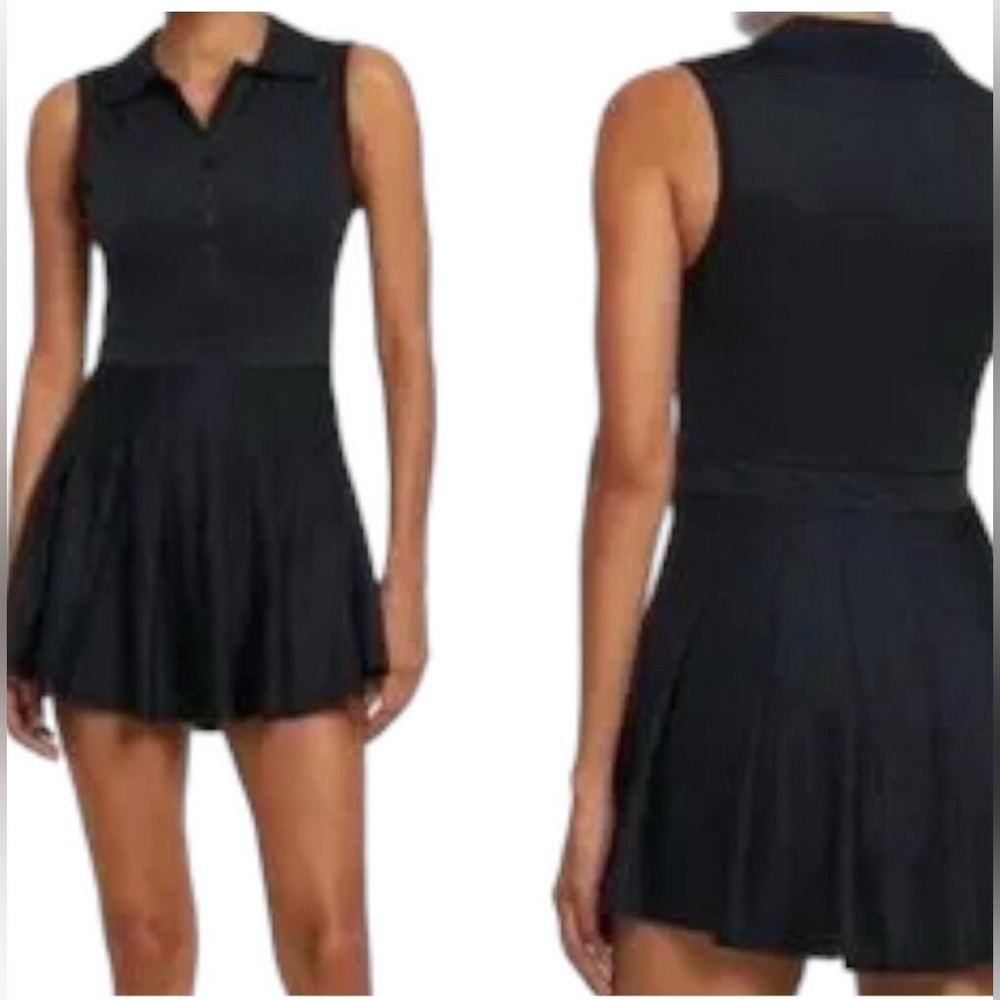 NWT WeWoreWhat Tennis Dress Solid Black half Zip Size Large Retal 128.00